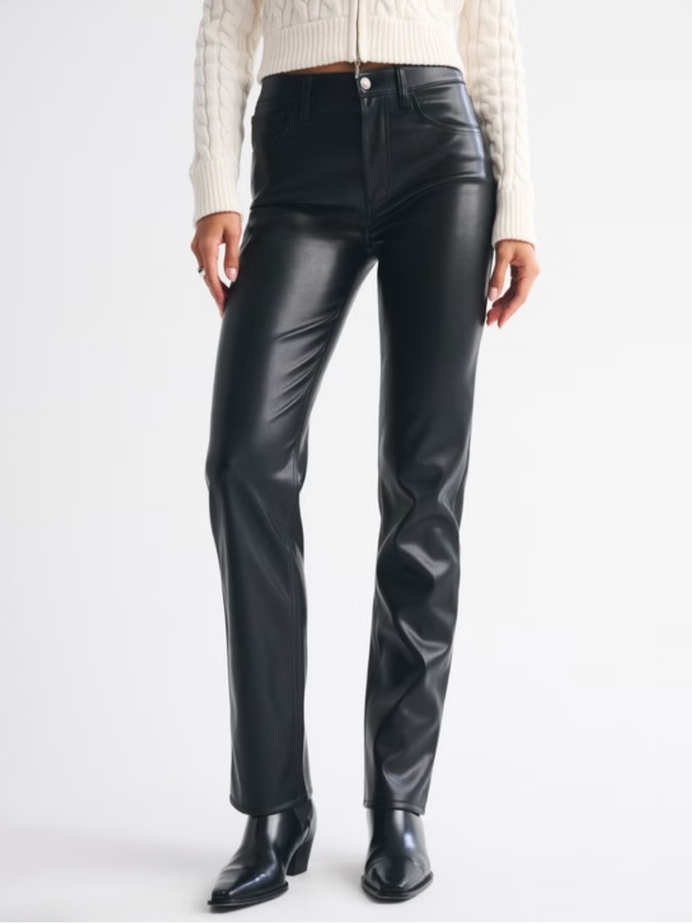 High Rise 90s Straight Vegan Leather Pant